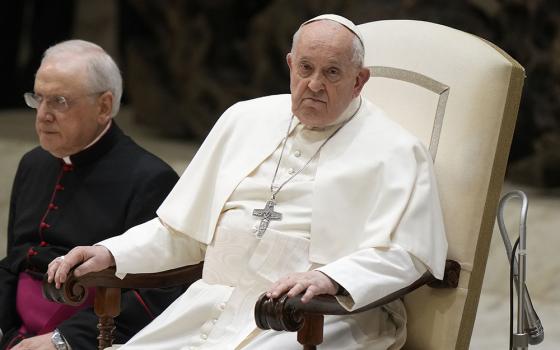 Pope Francis attends his weekly general audience in the Paul VI Hall, at the Vatican Feb. 28, 2024. (AP/Andrew Medichini)